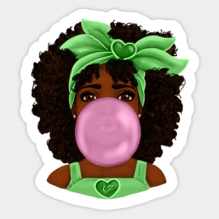 Green Bubble Gum | Pretty Black Girl Art Design Sticker